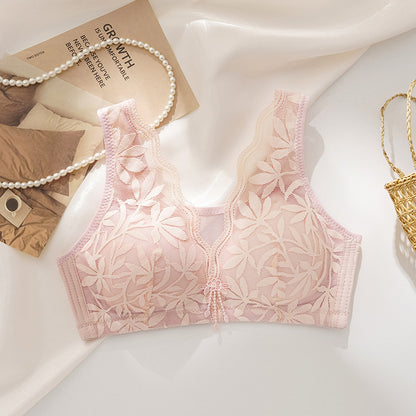 Elegant Floral Lace Bra - Wireless, Push-Up