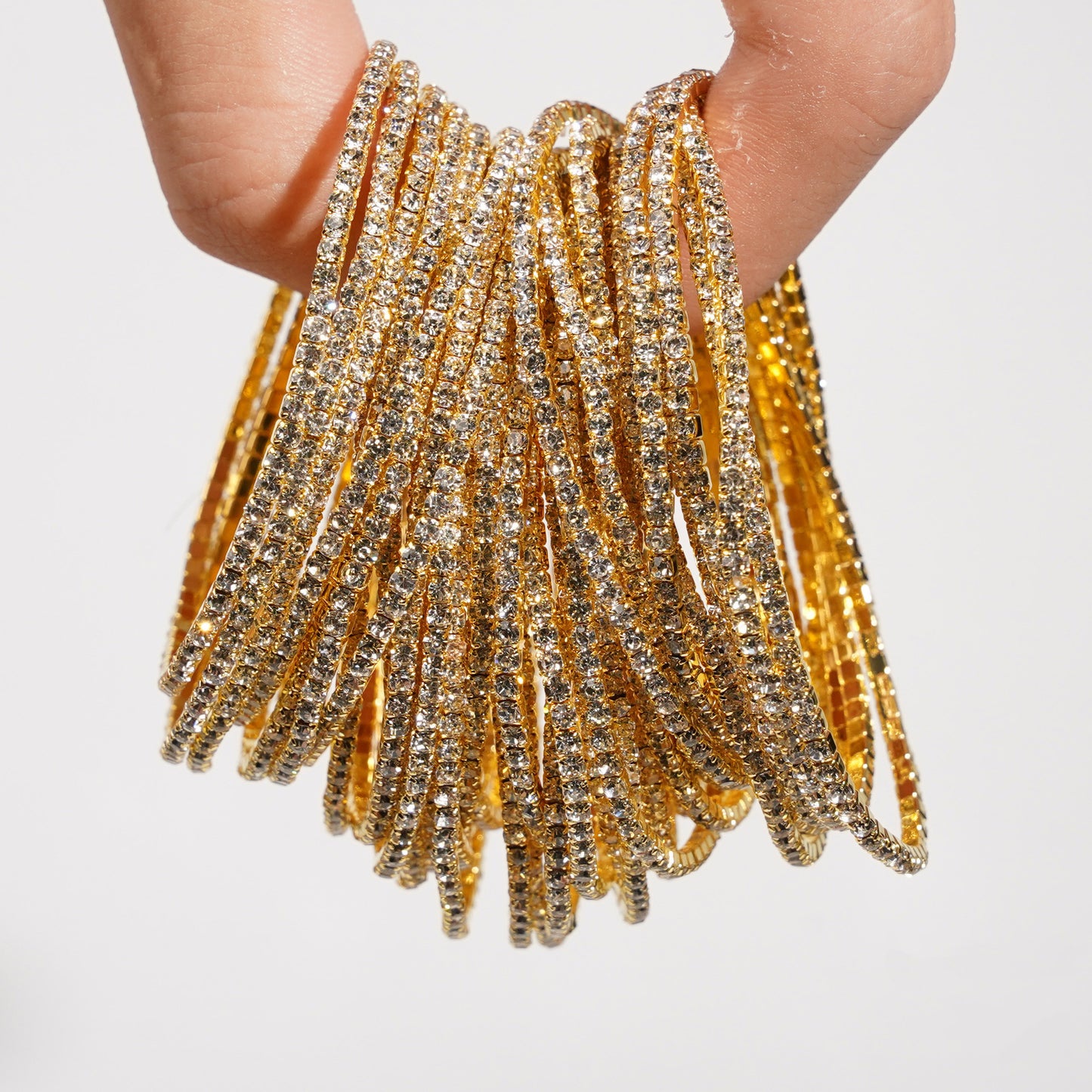 Rhinestone-encrusted elastic bracelet, colored rhinestone bracelet