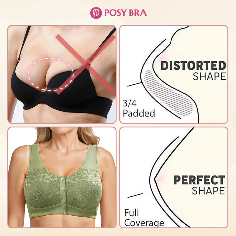 Comfortable Front-Clasp Bra with Slim Closure