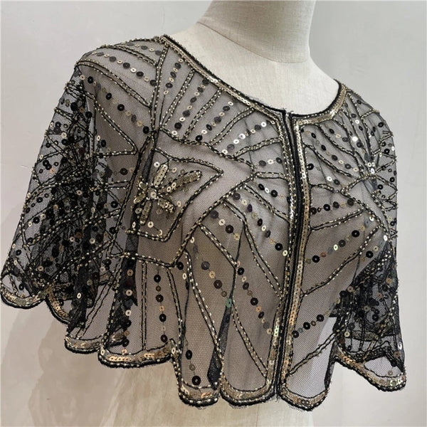 Vintage Lace Beaded Shawl