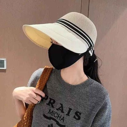 🌴 Women's Trendy Breathable Sun Bucket Hat – Side Clips for Face Mask, UV Protection & Foldable