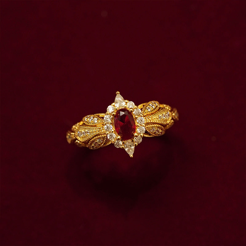 High-end Sparkling Ruby Open Ring That Brightens The Complexion