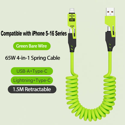 Spring Retractable 4-in-1 Charging Cable