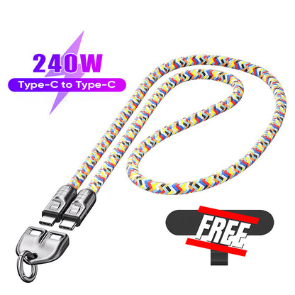 Type-C to Type-C 240W Charging Cable with Wearable Bracelet Design