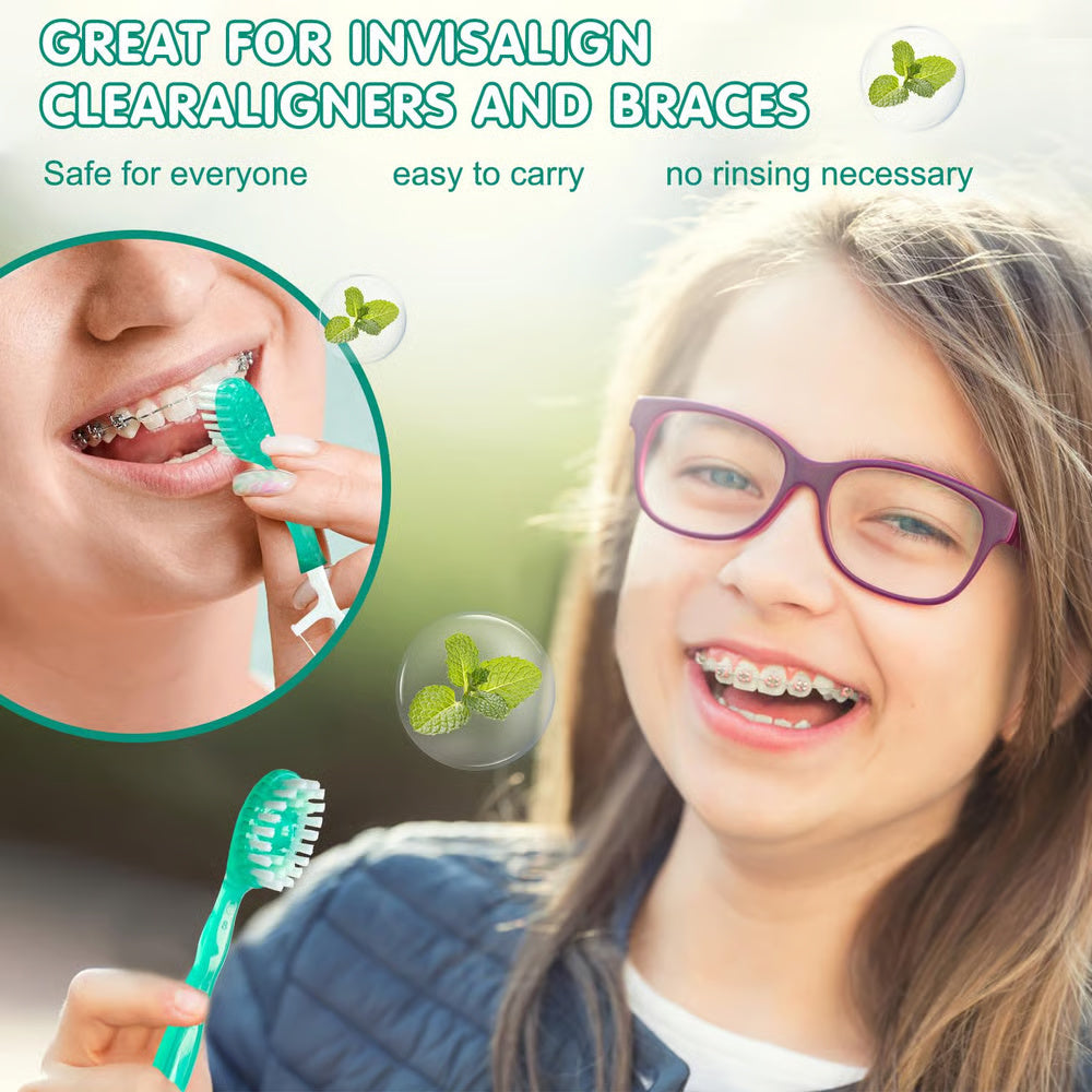 5 in 1 Mini Toothbrush & Floss & Tongue Scraper & Toothpick Set