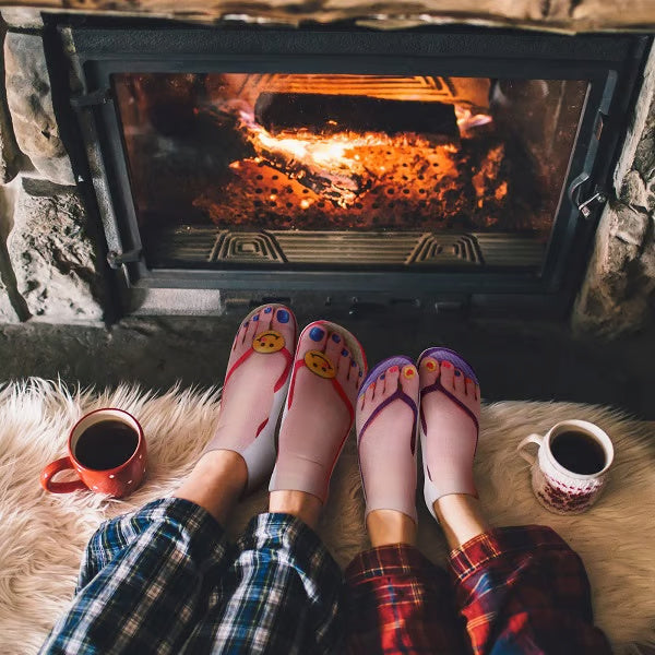 Unisex Printed Flip-Flop Socks