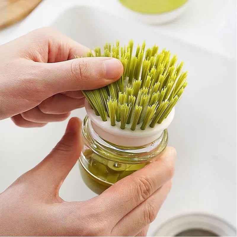 Soap Ease Soap Dispenser Brush – Press, Soap Comes Out Through Bristles, Refillable & No-Mess