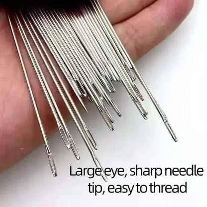 34PCS Durable Big Eye Needles Set – Ideal for Sewing, Embroidery & Repairs