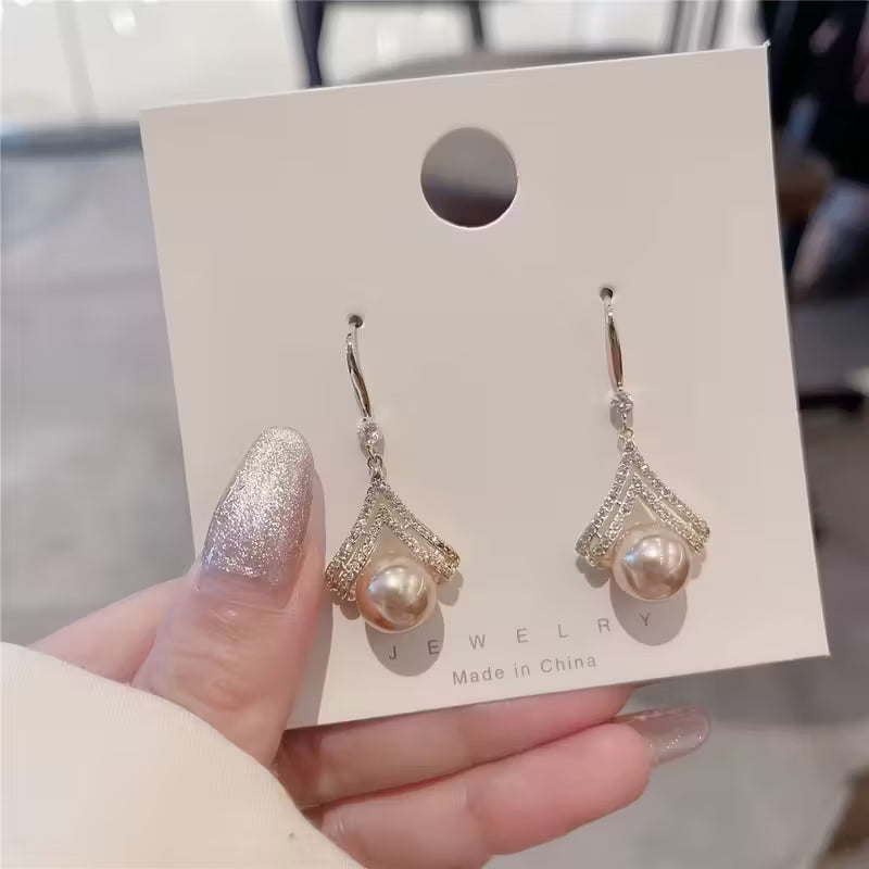 Long Pearl-Accented Earrings