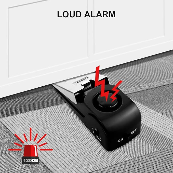 🚪Door Resistance Anti-theft Alarm – Wedge Security Alarm, 120dB Siren, Portable & Adjustable for Hotel, Dorm & Home