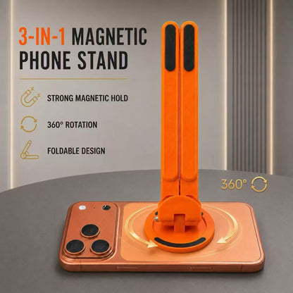 Magnetic Aluminum Stand – Universal for Phone, Tablet & Laptop, Also Doubles as Selfie Stick