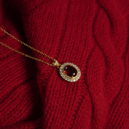 【Banquet Exclusive】Vintage-inspired, Delicate Luxury Elegant Sparkling Micro-paved Ruby Necklace