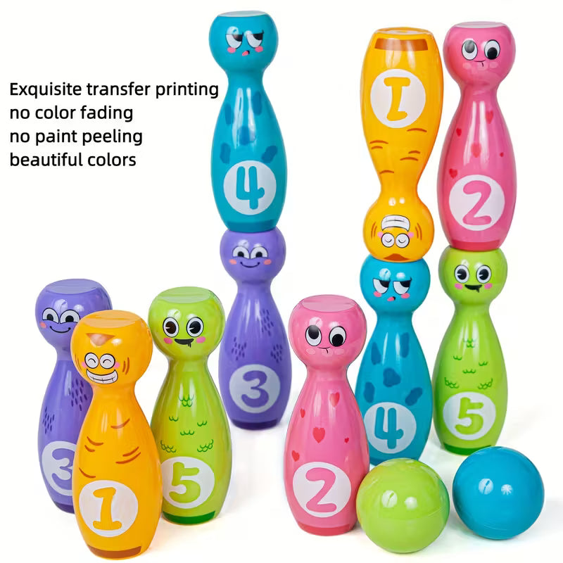 Bowling Toy Set With Cartoon Fun Expressions