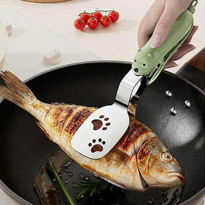 🍳 2-in-1 Lockable Oil-Draining Spatula Tongs 🔥