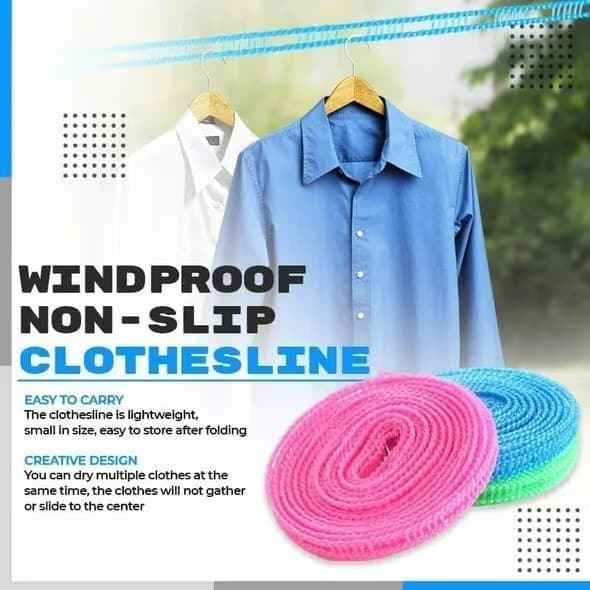 💨 Windproof Non-Slip Clothesline – Stays in Place, Clothes Won’t Slide, Perfect for Outdoor Drying