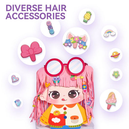 👧 DIY Hair Stylist Sticker Set – Reusable Multi-Functional Dress-Up Stickers, Creative Hairstyle & Fashion Play for Girls