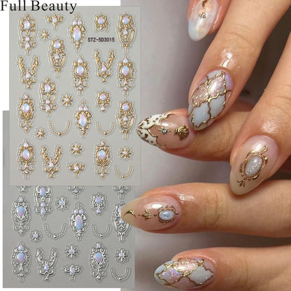Gold Foil Luxury Embossed Nail Stickers