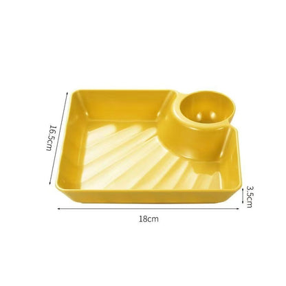 🍟4-Pack Dip Serving Plates – with Sauce Holder, Party Snack Tray