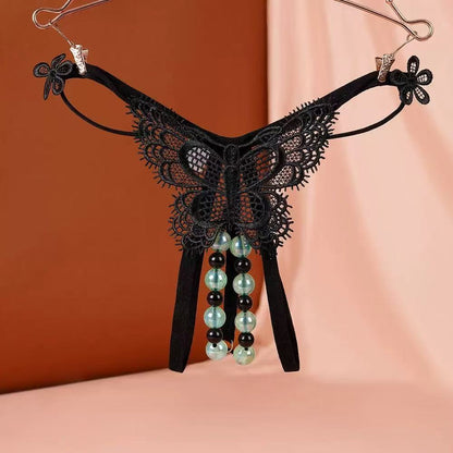 Plus Size Sexy Low-Rise Pearl Massage Thong