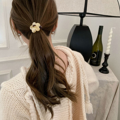 Acryl Flowers Decor Hair Tie，Women's Casual Everyday Rubber Band