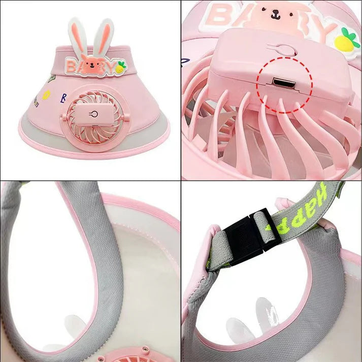 Children's Sun Hat with Rechargeable Fan
