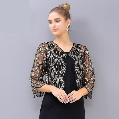 Elegant sequined and beaded shawl for women🌸