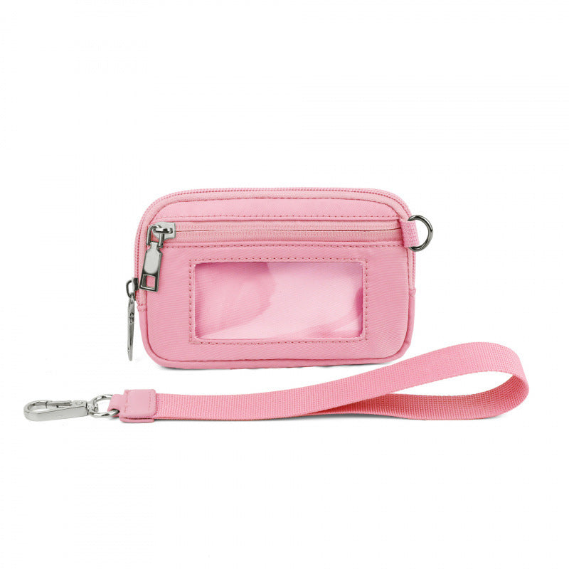 PVC Card Holder Wristlet Wallet Mini ID Purse Zipper Coin Pouch for Women Men