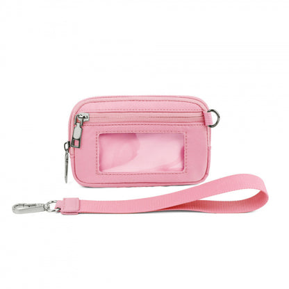 PVC Card Holder Wristlet Wallet Mini ID Purse Zipper Coin Pouch for Women Men