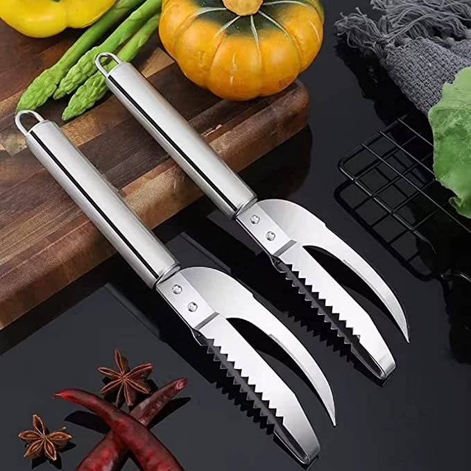 Kitchen 3 In 1 Stainless Steel Scale Planer Fish Scraper Kitchen Gadgets