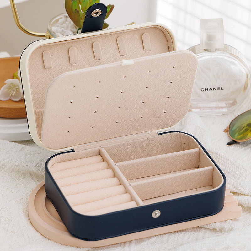 Portable Jewelry Organizer Case – Button Leather Zipper Pouch, Travel Jewelry Display Box, Scratch & Tangle-Free