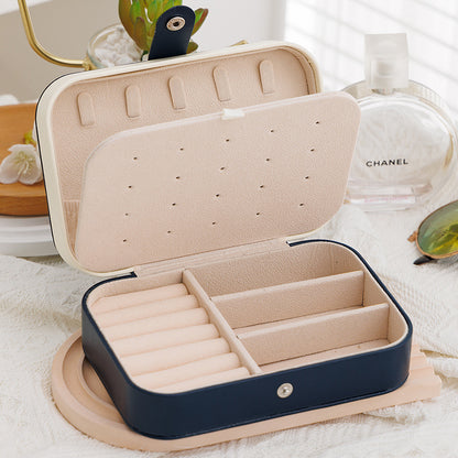 Portable Jewelry Organizer Case – Button Leather Zipper Pouch, Travel Jewelry Display Box, Scratch & Tangle-Free