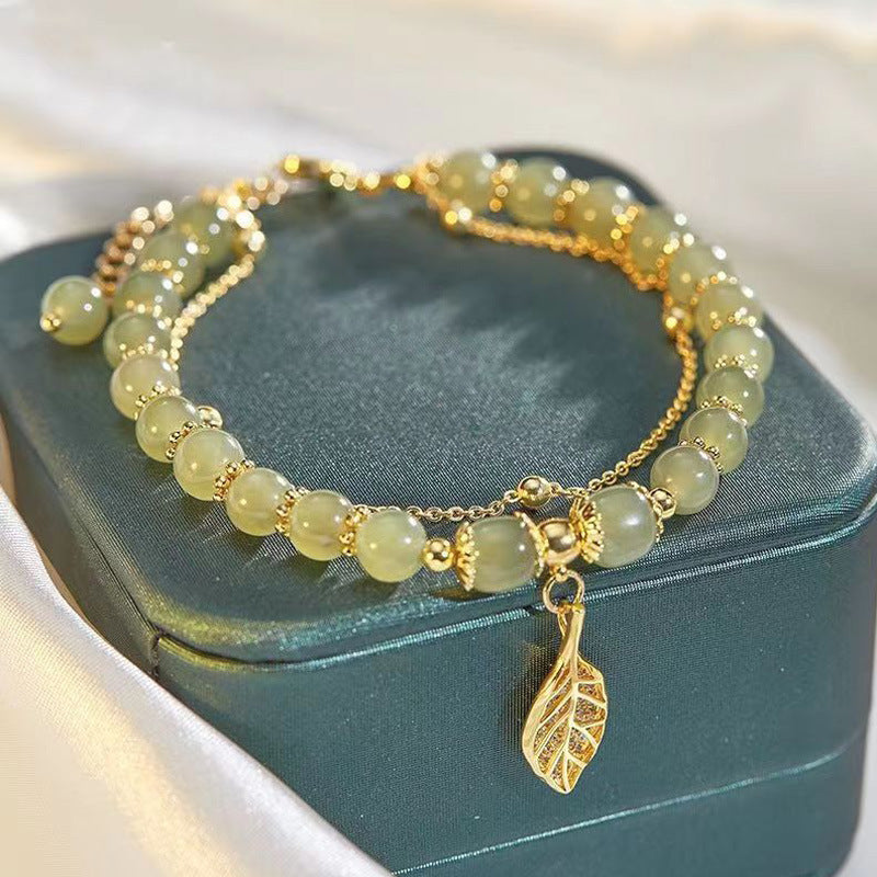 Hetian Jade Gold Leaf Bracelet