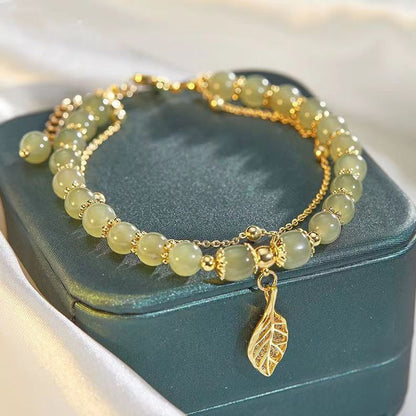 Hetian Jade Gold Leaf Bracelet