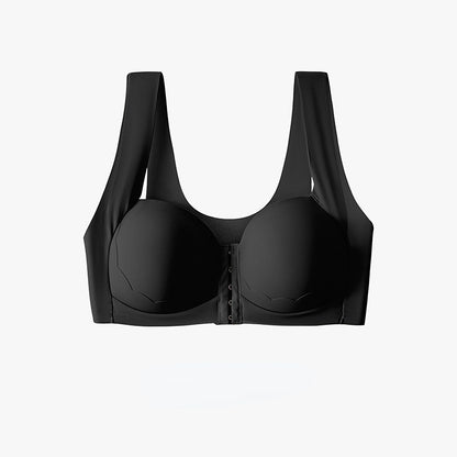 Women’s Wireless Solid Color Front Closure Bra with Shell Pattern Trim
