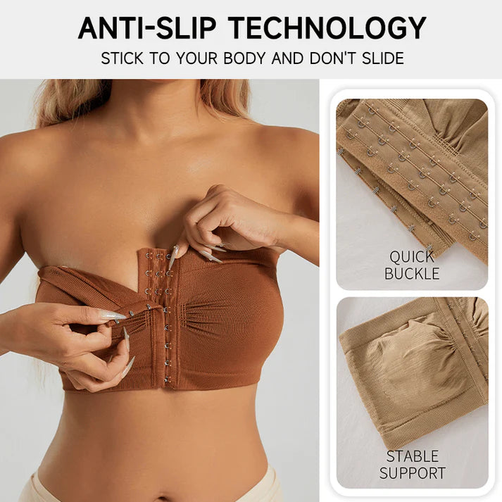 Plus Size Strapless Front Buckle Breathable Bra