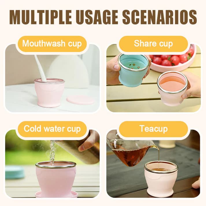 🌈Macaron Foldable Silicone Cup – Food-Grade & Heat-Resistant, Collapsible & Portable Travel Cup for Outdoor & Daily Use