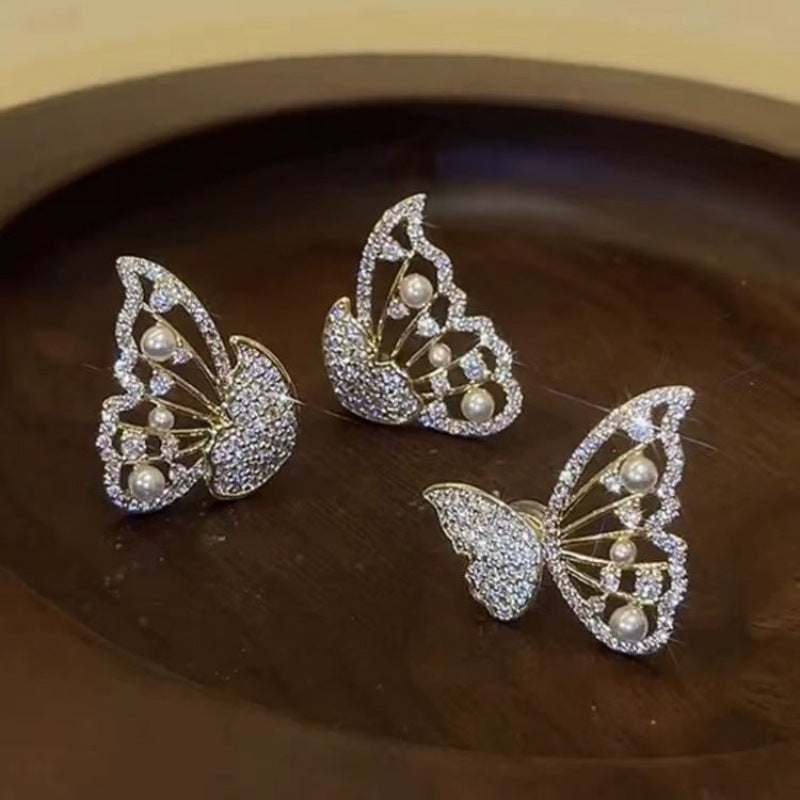 2-Way Rear-Hanging Butterfly Diamond Earrings