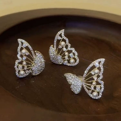 2-Way Rear-Hanging Butterfly Diamond Earrings