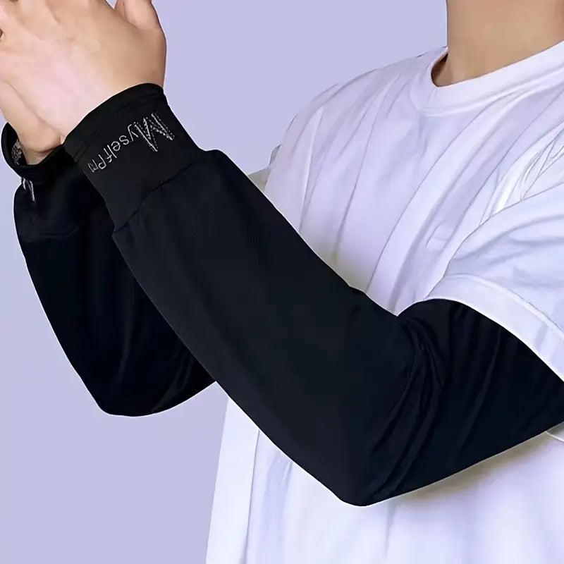 Men's Loose-Fit Ice Silk Fiber Breathable Quick-Dry UV Protection Arm Sleeves