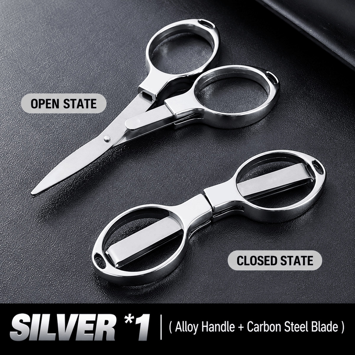 Mini Folding Scissors – Zinc Alloy 8-Shape Stretch Design, Multi-Purpose for Paper, Outdoor, Travel & Fishing