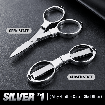 Mini Folding Scissors – Zinc Alloy 8-Shape Stretch Design, Multi-Purpose for Paper, Outdoor, Travel & Fishing