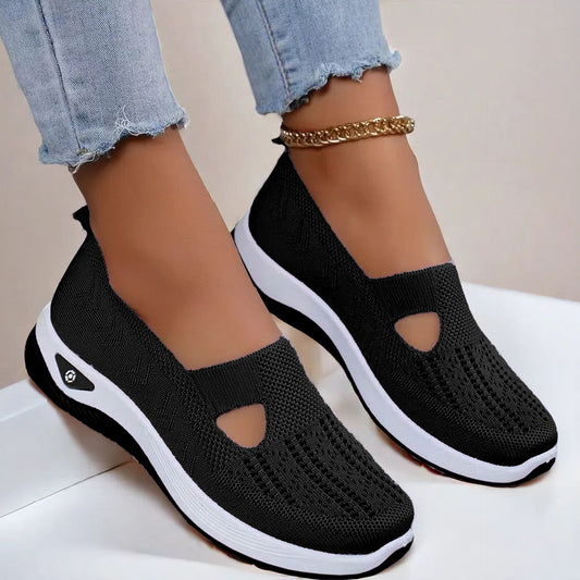 High Quality-Women's large size knitted mesh casual shoes, soft sole and breathable