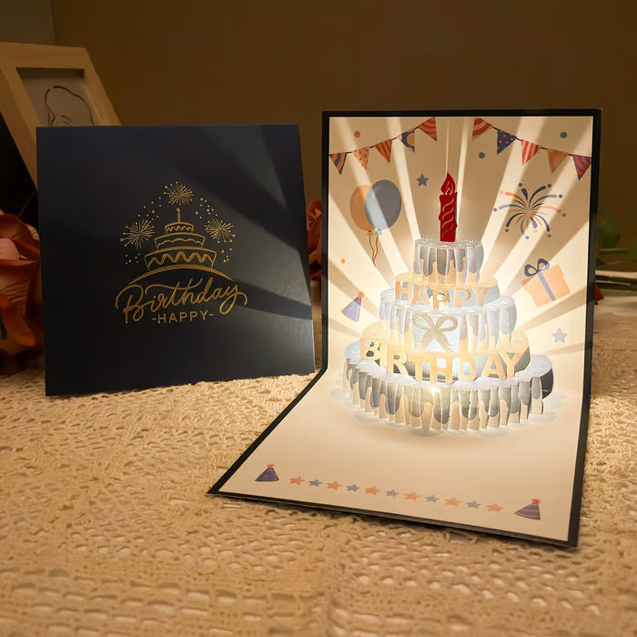 3D Pop-Up Birthday Card with Colorful Music & LED Lights