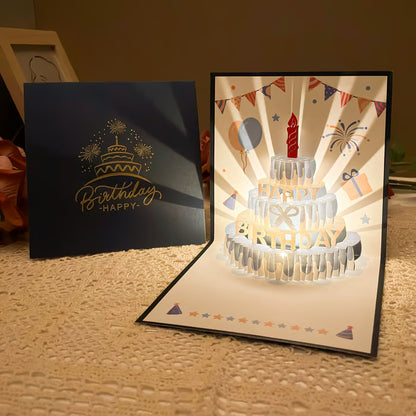 3D Pop-Up Birthday Card with Colorful Music & LED Lights