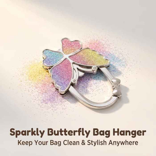 🦋✨ Sparkly Butterfly Foldable Handbag Hook – Cute Portable Non-Slip Purse Hanger for Girls, Travel & Restaurants