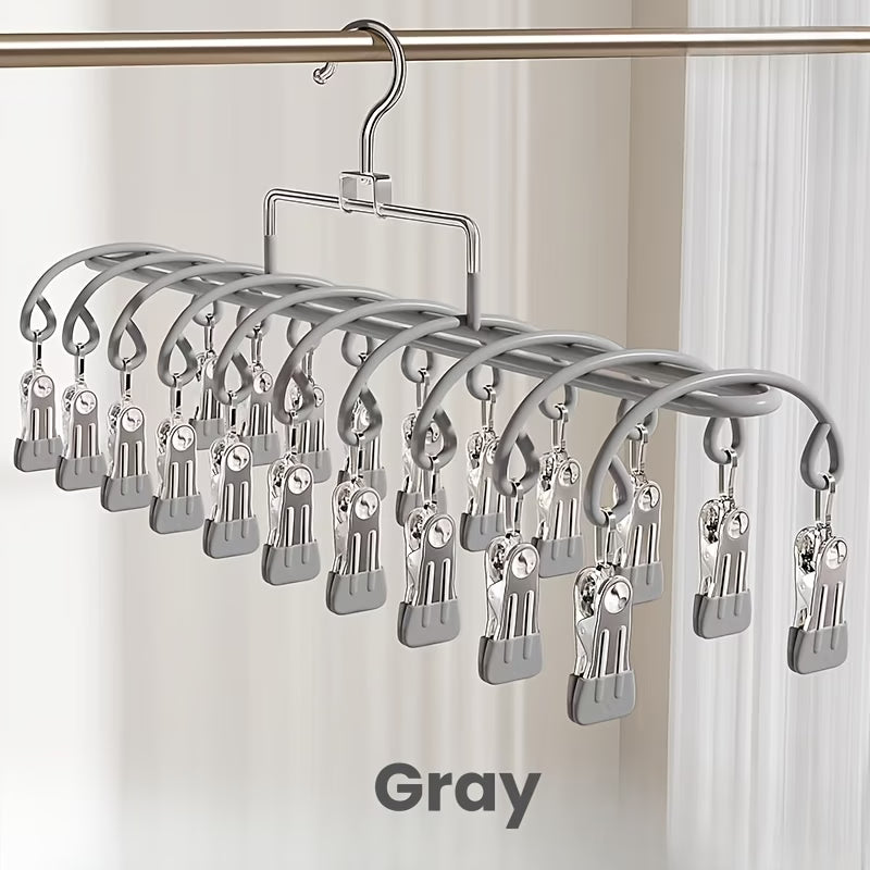 Stainless Steel Clothes Drying Hanger with 20 Metal Clips