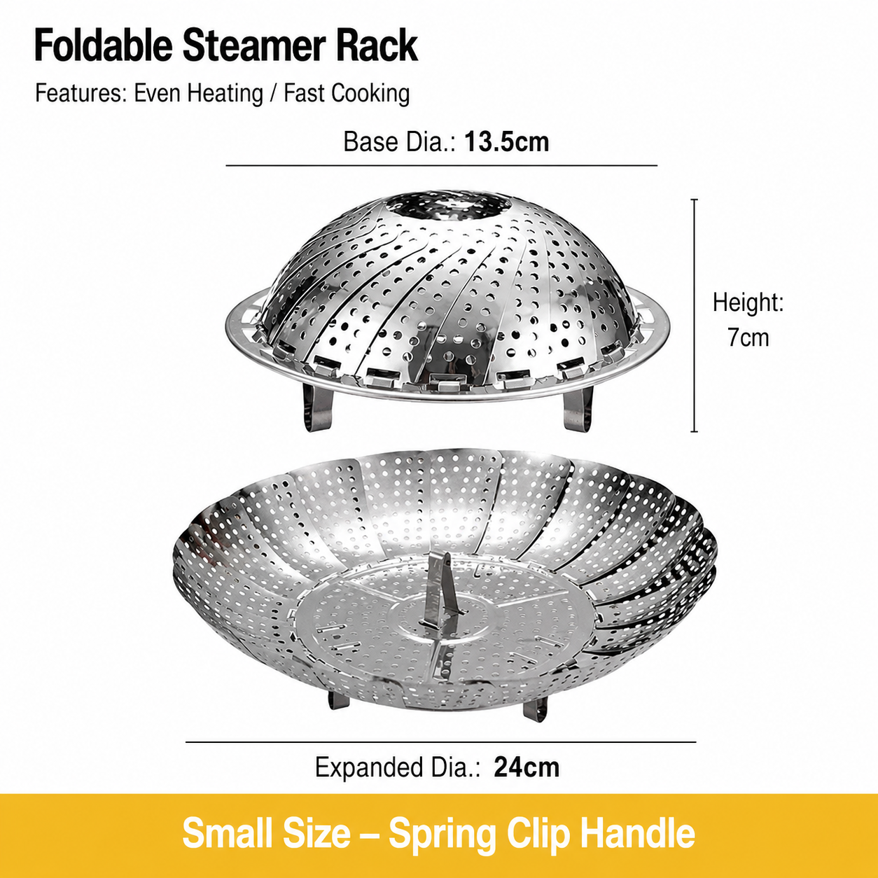 Expandable Stainless Steel Steamer – Steam, Drain, Serve, Store Collapsible Folding Basket for Small Kitchens