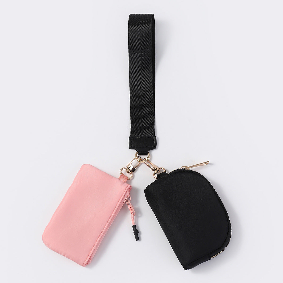 Women's Portable Mini Fashion Colorblock Zip Wristlet + Coin Purse，Waterproof Nylon
