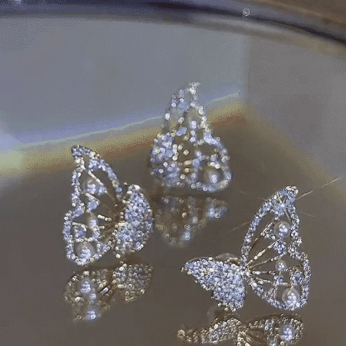 2-Way Rear-Hanging Butterfly Diamond Earrings