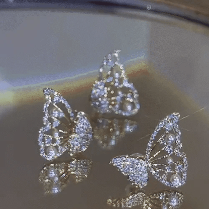 2-Way Rear-Hanging Butterfly Diamond Earrings